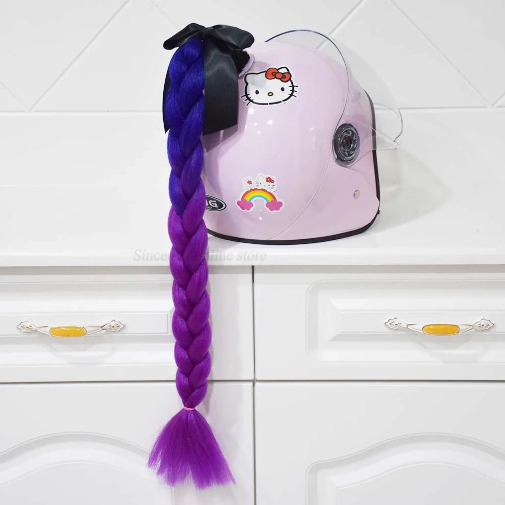 Trança para capacete com ventosa e laço para motociclistas