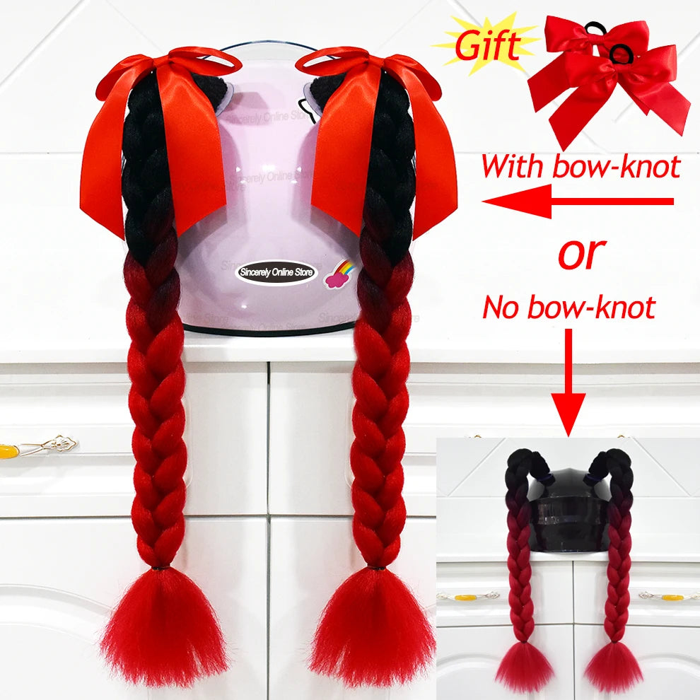 Tranças para capacete com ventosas e laços para motociclistas.