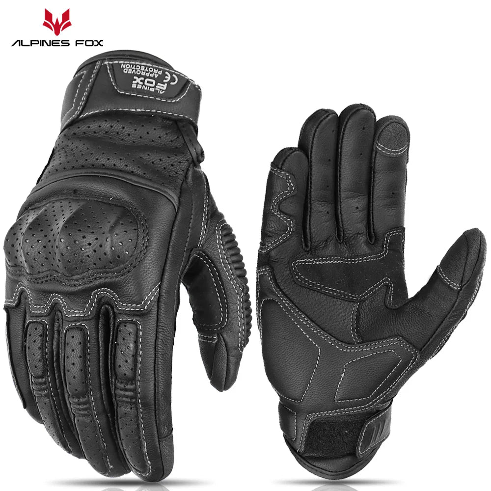 Retro Perforated Leather Motorcycle Gloves – Lightweight & Breathable Summer Riding Gear