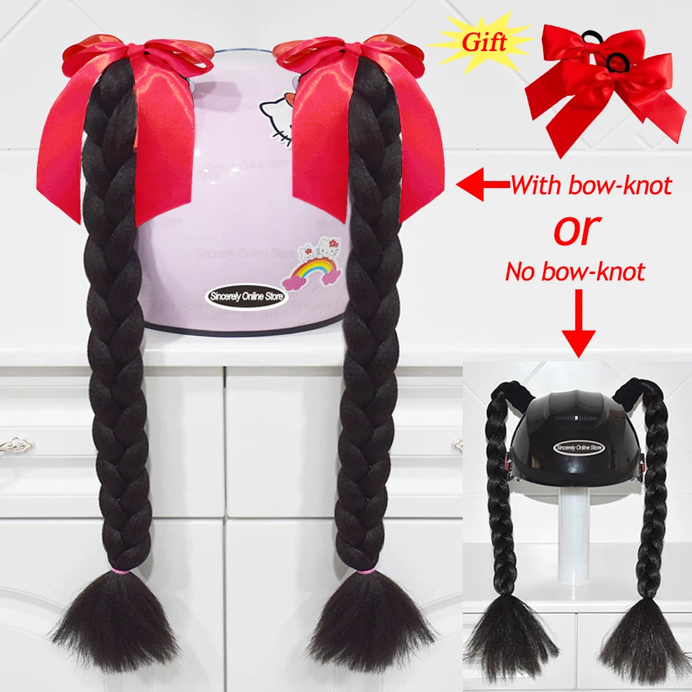 Tranças para capacete com ventosas e laços para motociclistas.