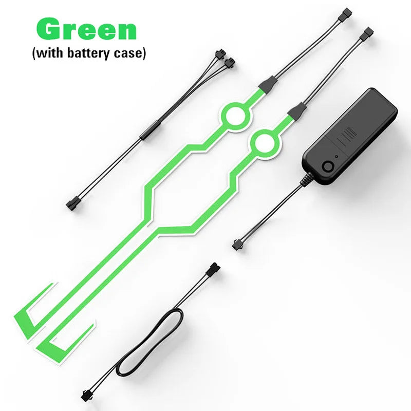 2pcs LED Helmet Strip Neon Light DIY Adhesive for Night Riding