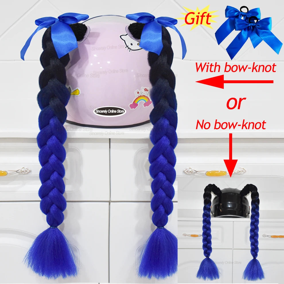 Tranças para capacete com ventosas e laços para motociclistas.