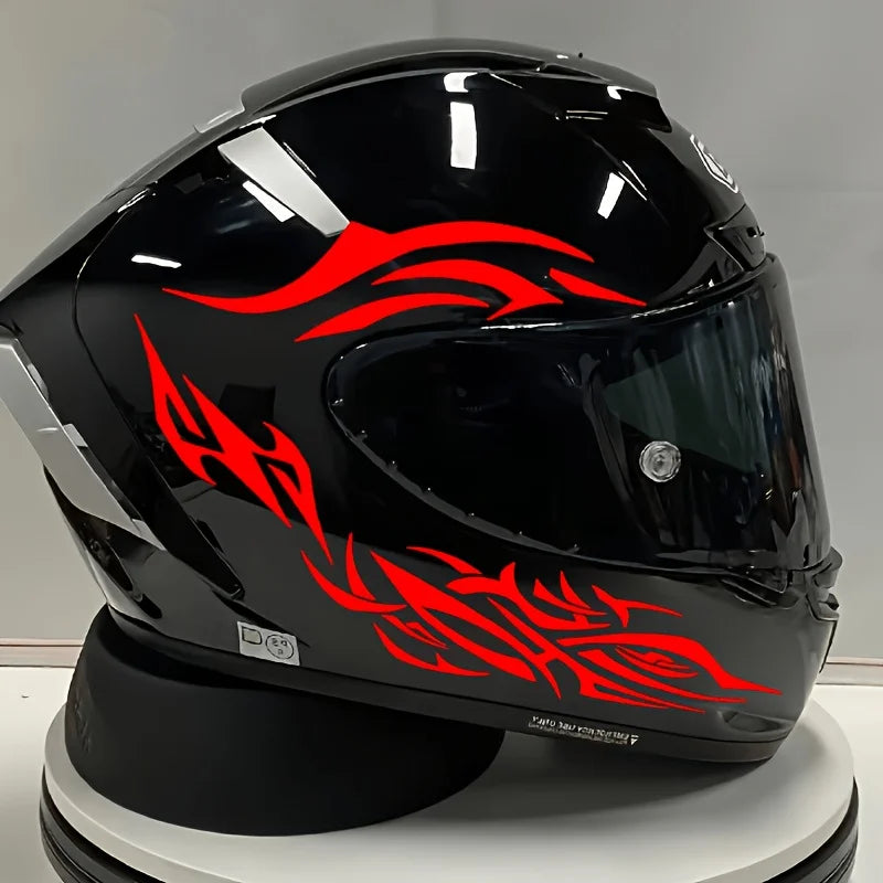 6‑Piece Tribal Flame Helmet Stickers Black Moto Decal Kit