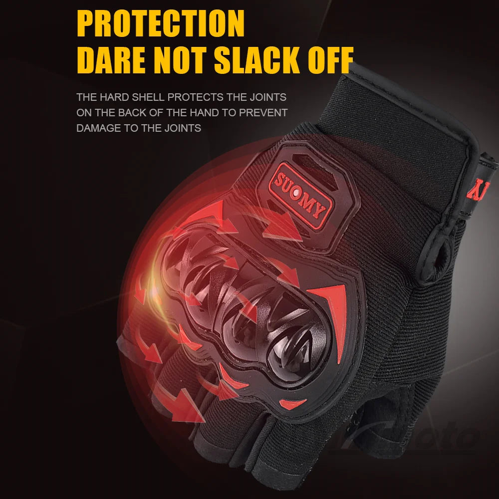 SUOMY Fingerless Motorcycle Gloves – Breathable, Anti-Slip & Comfortable for Summer / Mid-Season Riding