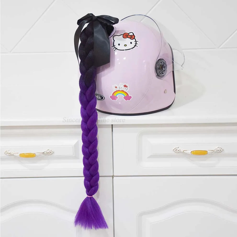 Trança para capacete com ventosa e laço para motociclistas