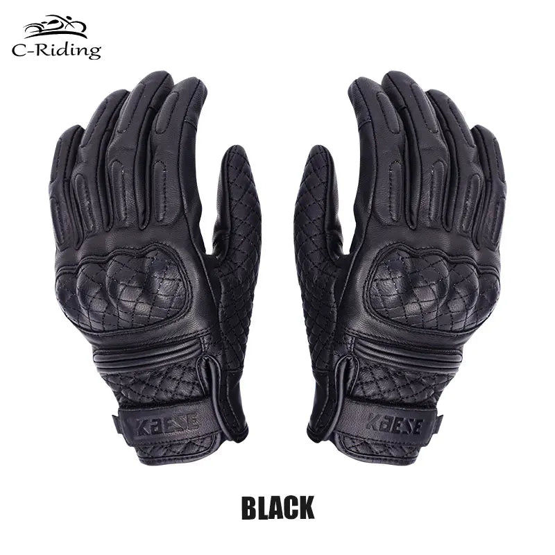 Genuine Leather Motorcycle Gloves – Winter, Touch Screen & Premium Protection