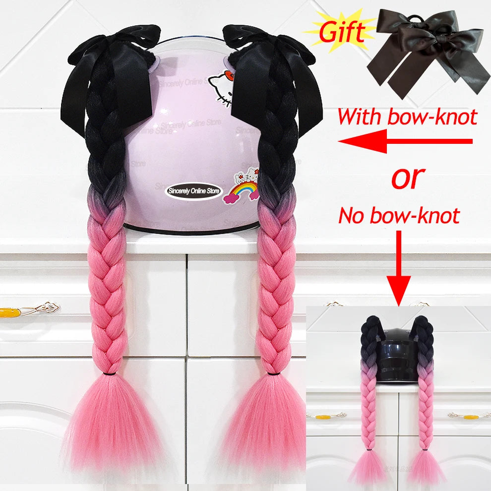 Tranças para capacete com ventosas e laços para motociclistas.