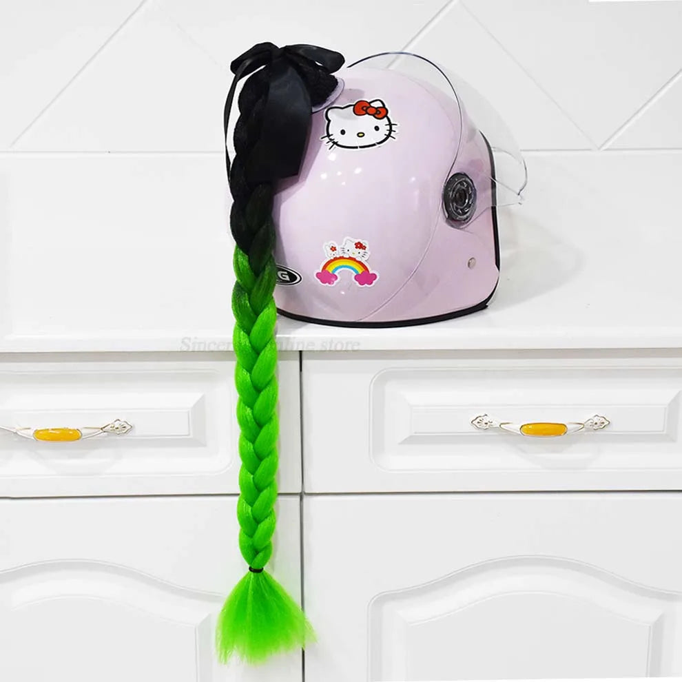 Trança para capacete com ventosa e laço para motociclistas