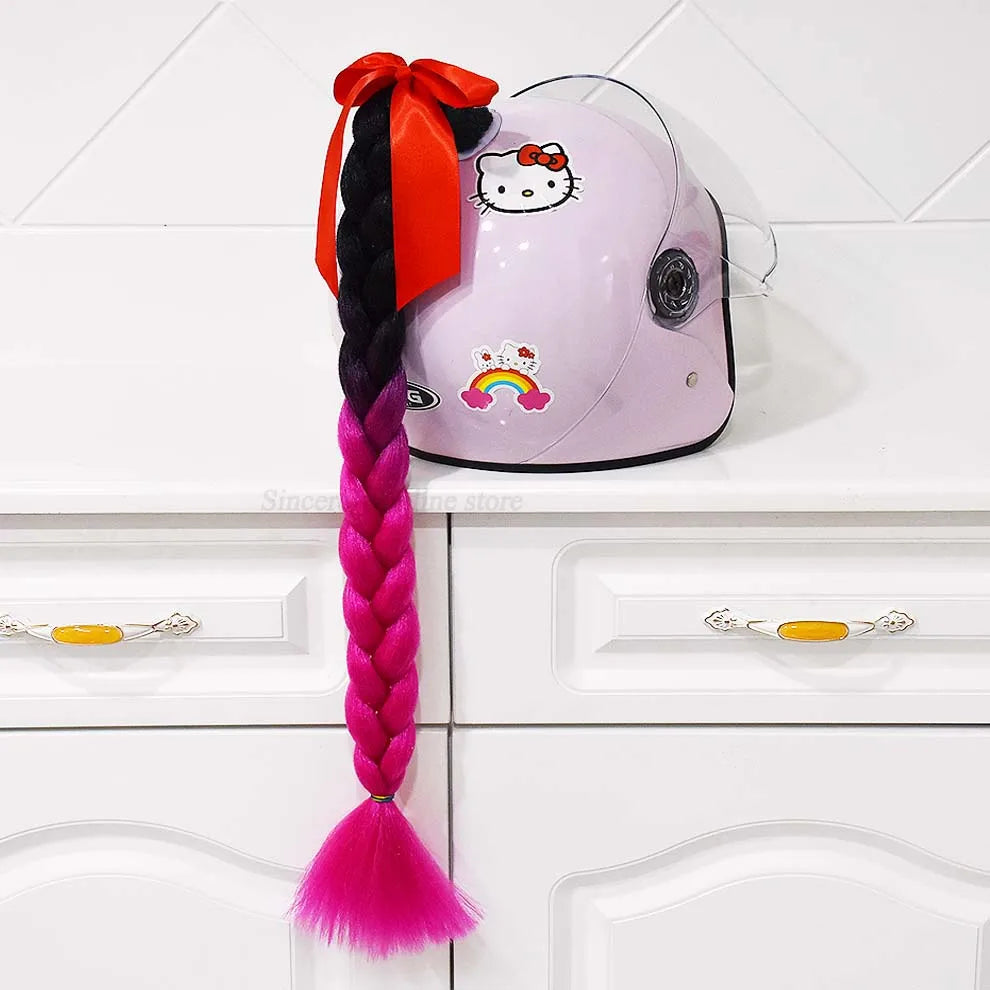 Trança para capacete com ventosa e laço para motociclistas