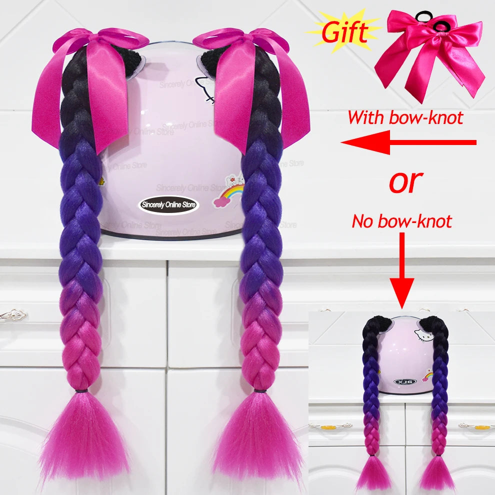 Tranças para capacete com ventosas e laços para motociclistas.