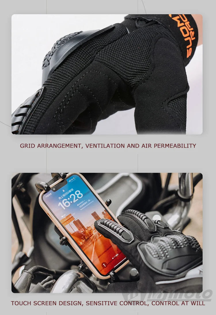 SUOMY Motorcycle Touch Screen Gloves – Wear-Resistant, Anti-Slip & Comfortable for Daily Riding