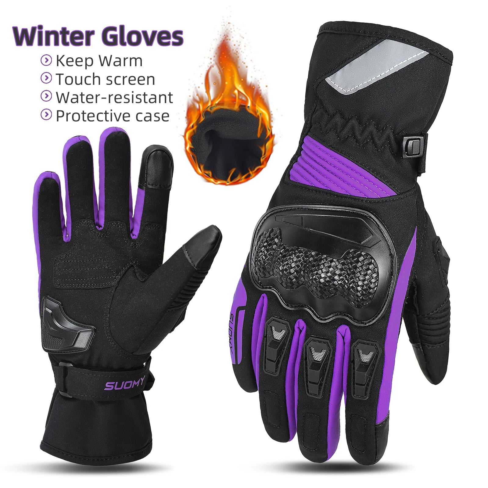 SUOMY Women’s Winter Motorcycle Gloves – Warm, Anti-Slip & Comfortable for Cold-Weather Riding