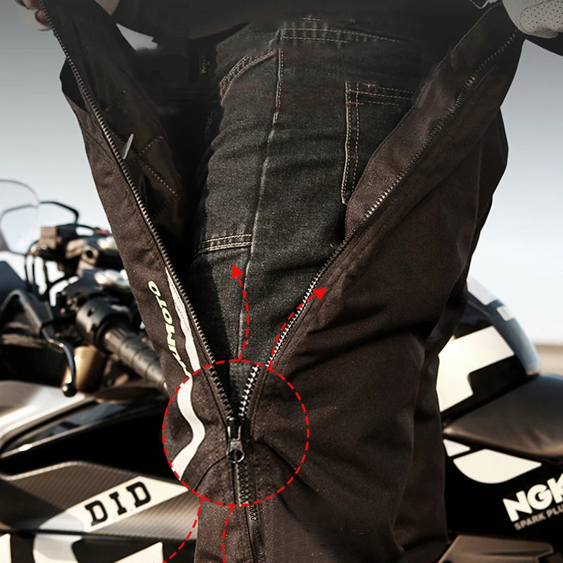 AMU Quick-Release Motorcycle Pants – Thermal Anti-Fall Riding Jeans for Winter