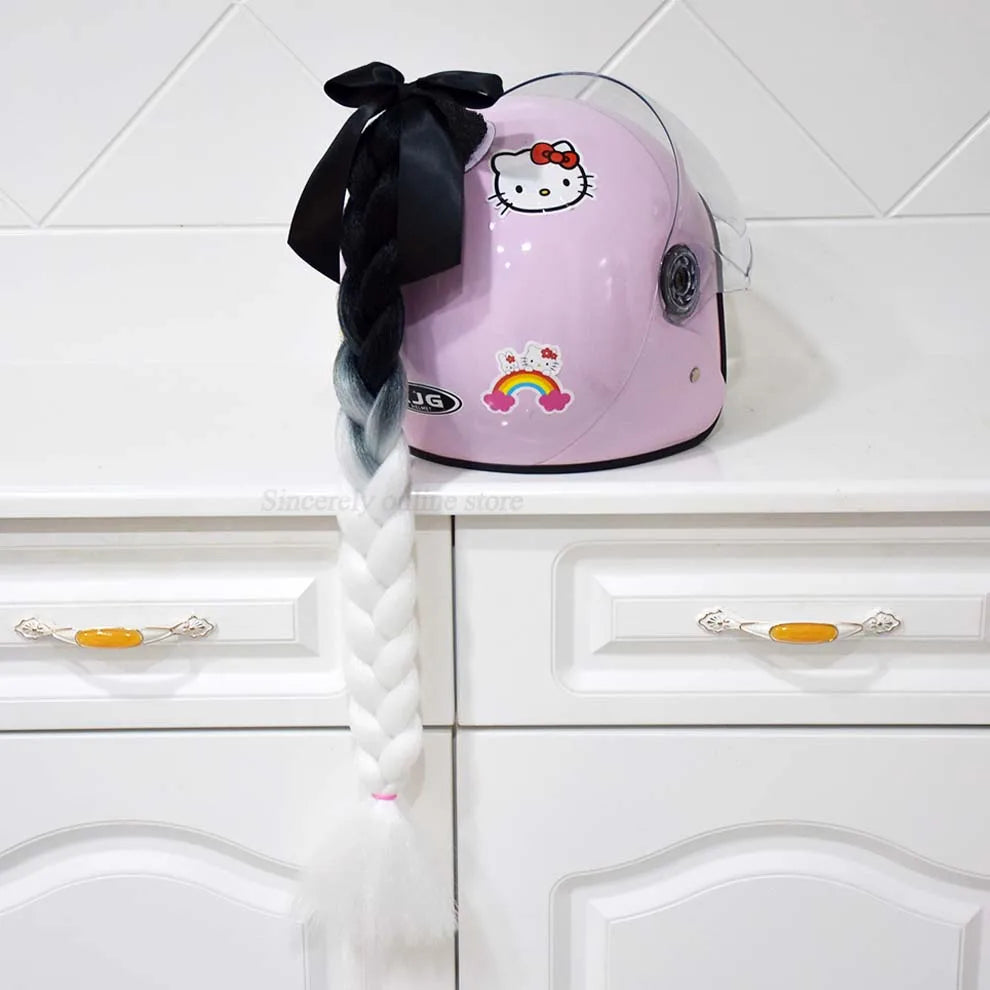 Trança para capacete com ventosa e laço para motociclistas