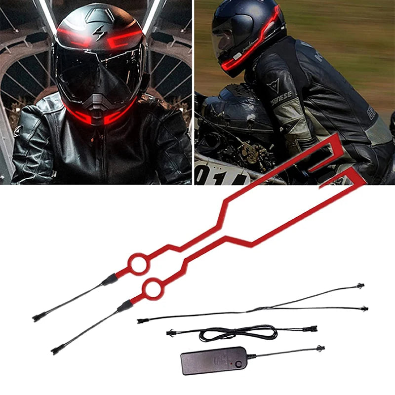 2pcs LED Helmet Strip Neon Light DIY Adhesive for Night Riding