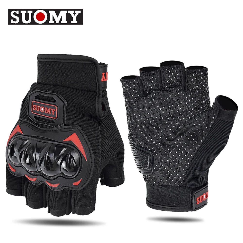 SUOMY Fingerless Motorcycle Gloves – Breathable, Anti-Slip & Comfortable for Summer / Mid-Season Riding