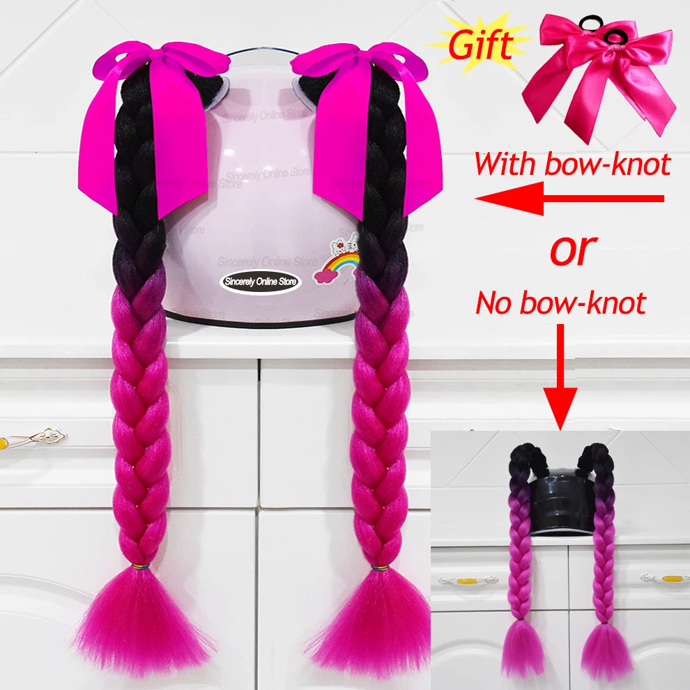 Tranças para capacete com ventosas e laços para motociclistas.