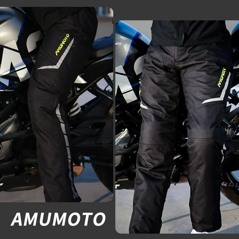 AMU Quick-Release Motorcycle Pants – Thermal Anti-Fall Riding Jeans for Winter